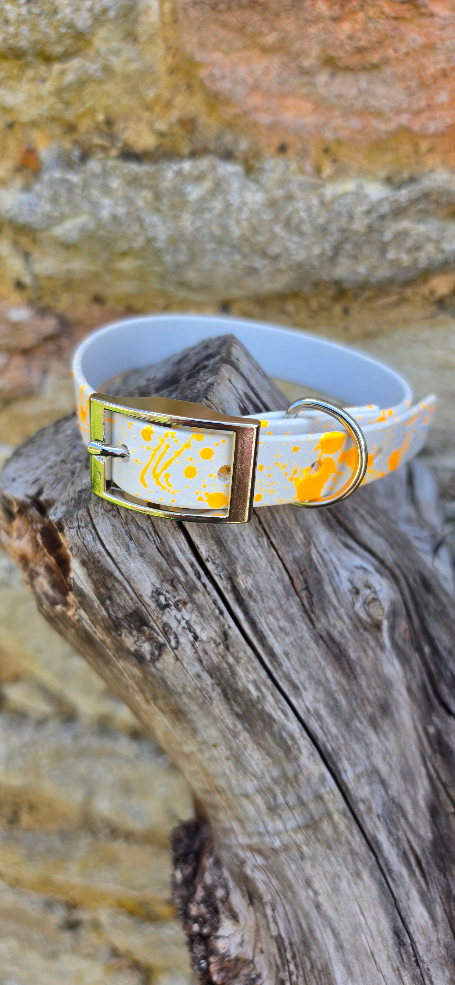White & Orange - Waterproof BioThane© Pastel Splatter Dog Collar