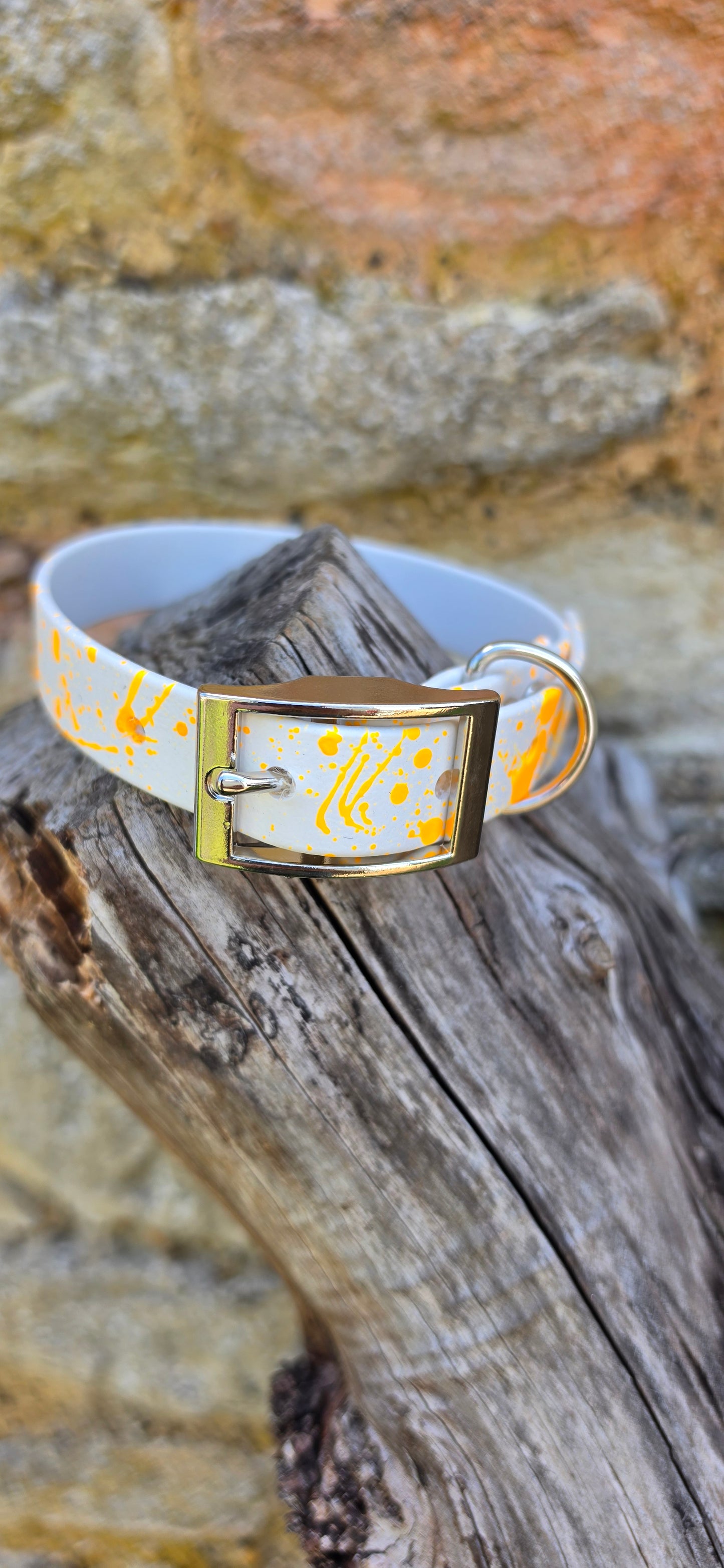 White & Orange - Waterproof BioThane© Pastel Splatter Dog Collar