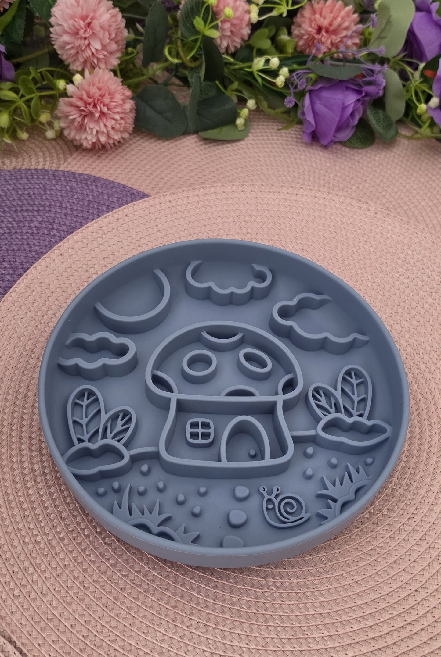 Enrichment Bowl - Mushroom House (Blue)