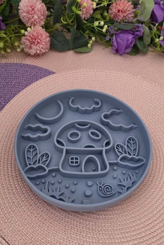 Enrichment Bowl - Mushroom House (Blue)