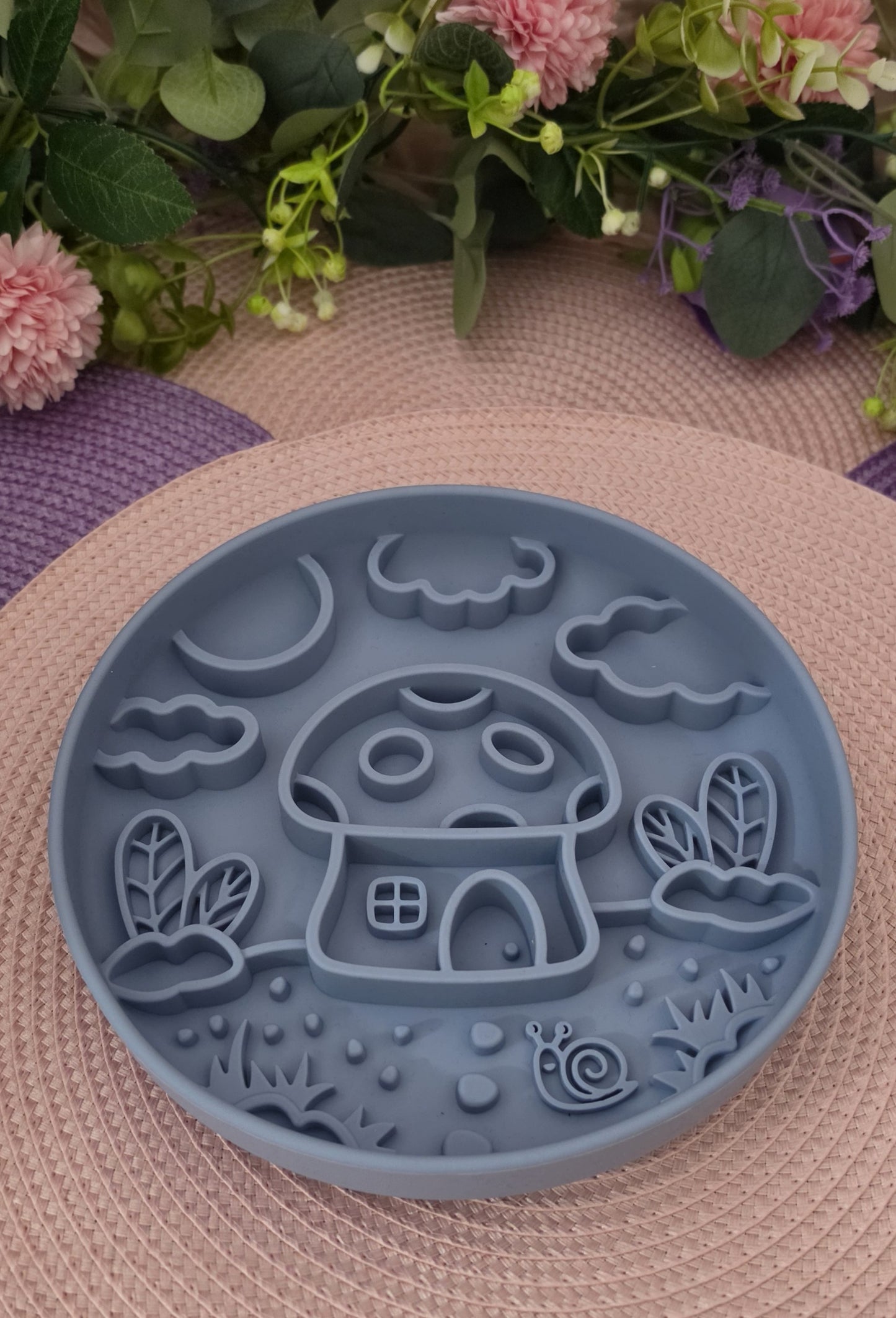 Enrichment Bowl - Mushroom House (Blue)