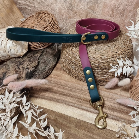 Burgundy & Dark Green GB- (120cm length / Regular) Biothane Dog Lead