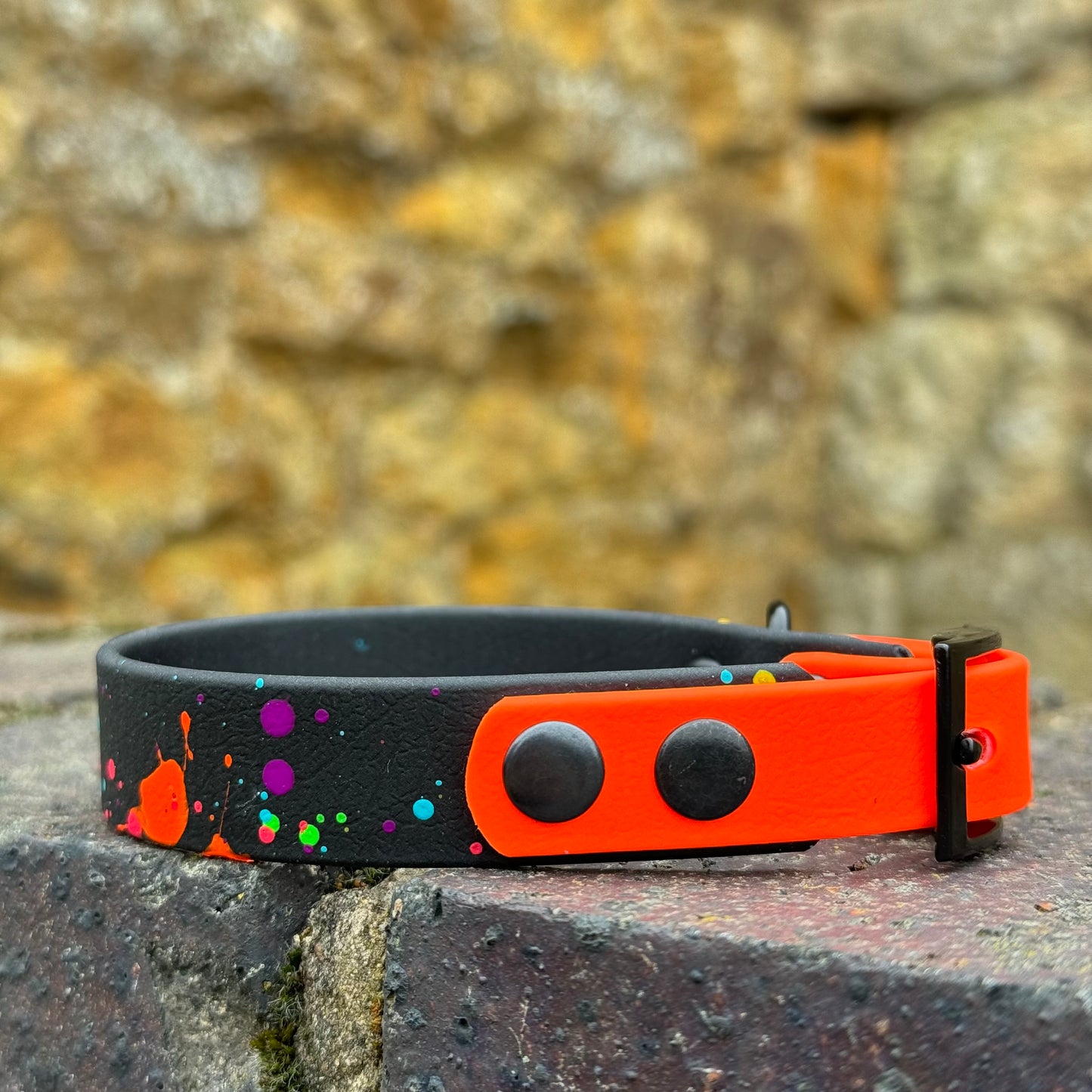 Neon Orange - Waterproof BioThane© Splatter Dog Collar - Neon Collection