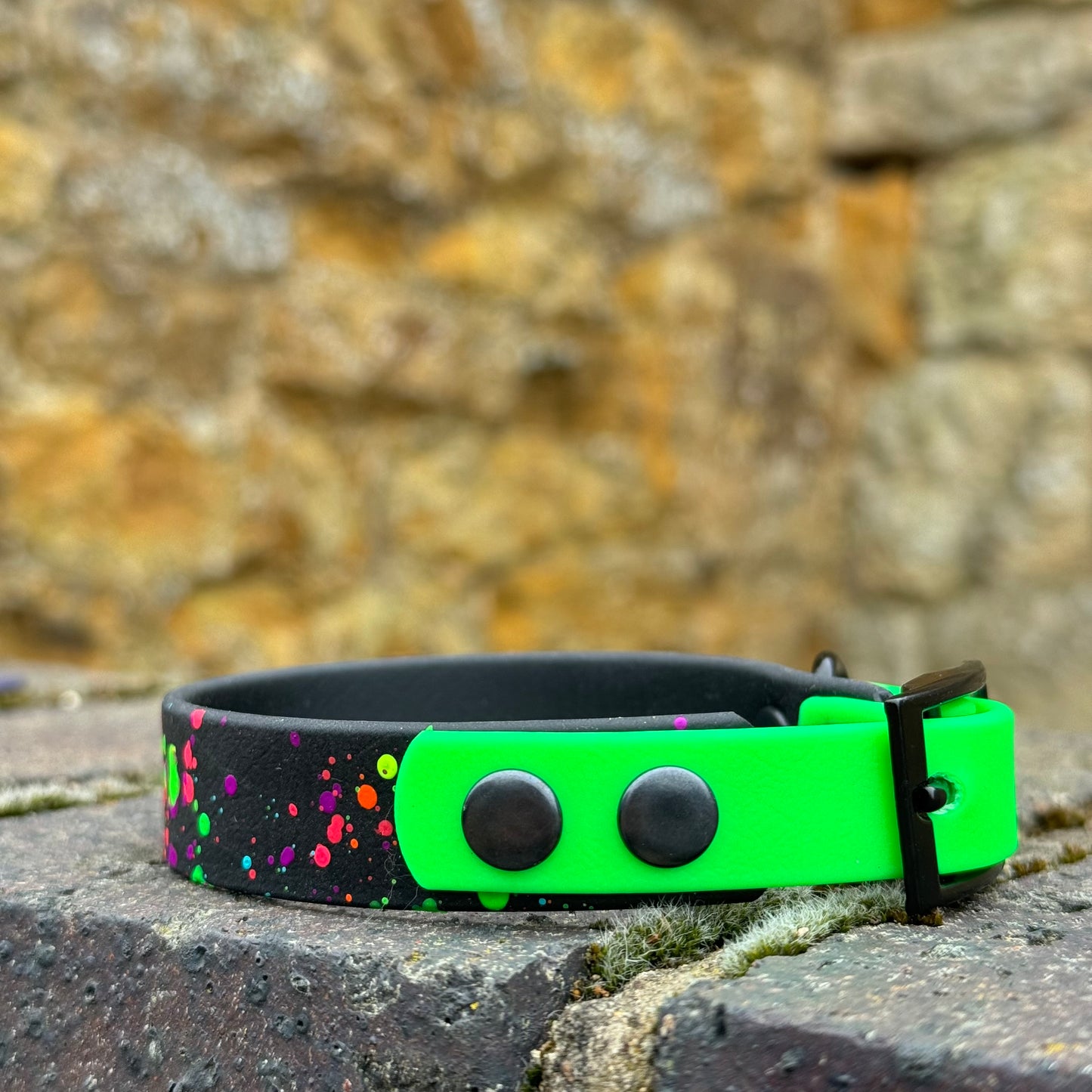 Neon Green - Waterproof BioThane© Splatter Dog Collar - Neon Collection