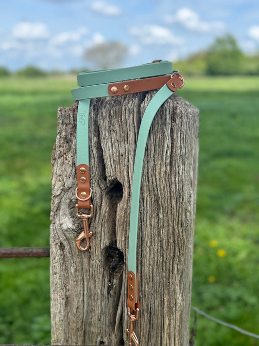 Sage & Tan - Waterproof BioThane© handsfree Dog Training Lead