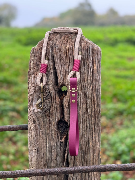 Sand & Burgundy - Classic Rope Dog Lead