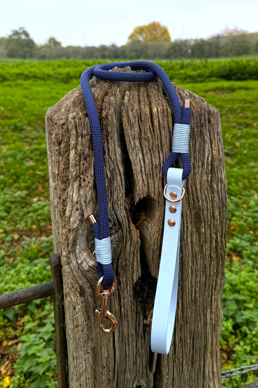 Navy & Baby Blue - Classic Rope Dog Lead