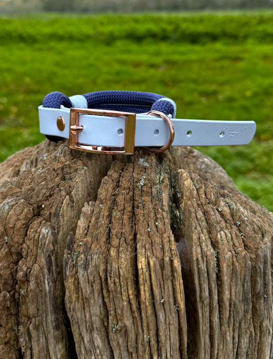 Navy & Baby Blue - Classic Rope Dog Collar