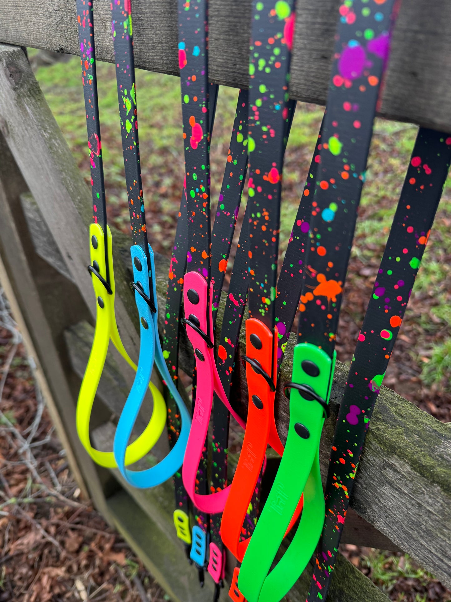 Neon Blue - Waterproof BioThane© Splatter Dog Collar - Neon Collection