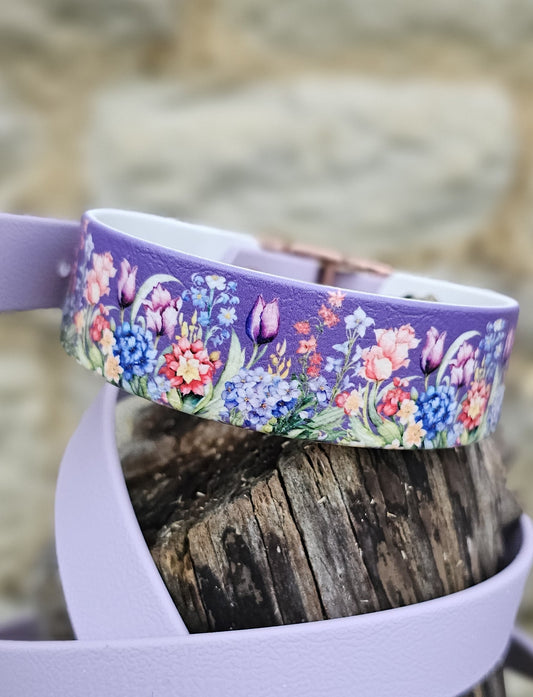 Twilight Blooms - Printed Waterproof BioThane© Dog Collar