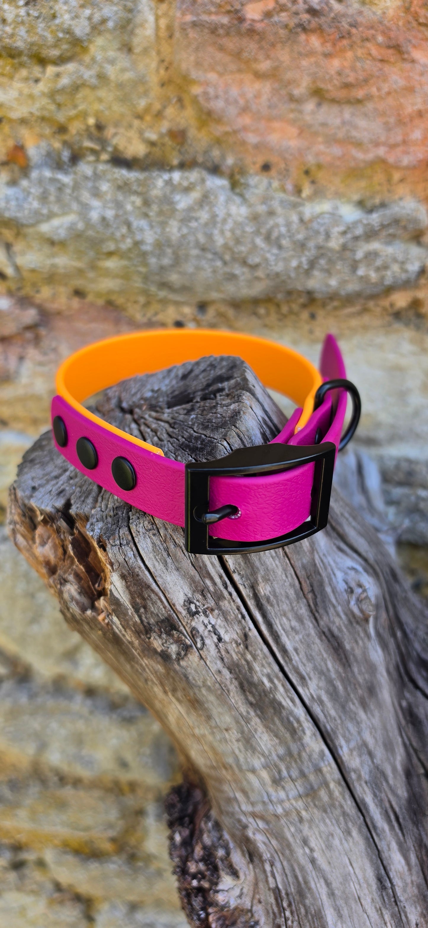 Orange & Magenta - Waterproof BioThane© two-coloured Dog Collar