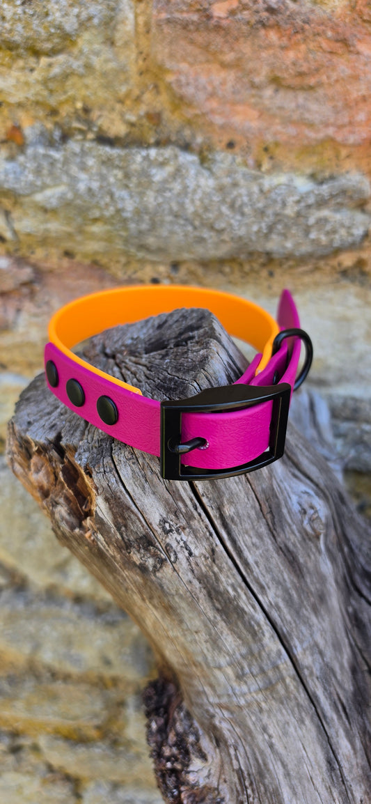 Orange & Magenta - Waterproof BioThane© two-coloured Dog Collar